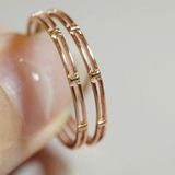 [ancafe.shop]Nhẫn hoạ tiết kẻ ngang, thanh lịch, hàn quốc