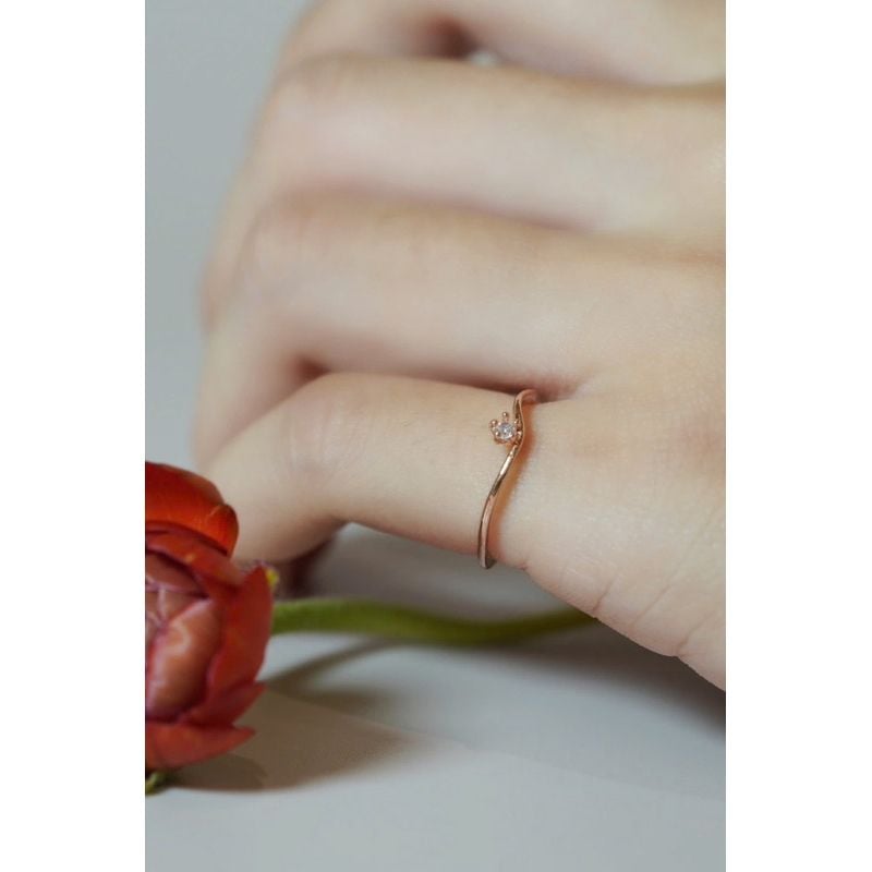 [ancafe.shop]Nhẫn bạc nữ,sóng,đính đá cz,ngón út