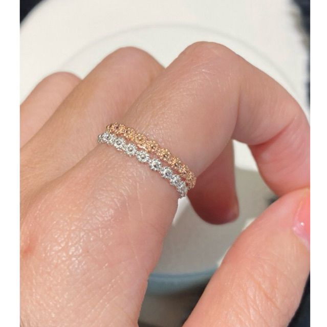 [ancafe.shop]Nhẫn hoa bạc thanh lịch, bông hoa, xinh