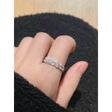 [ancafe.shop]Nhẫn bạc nữ 3 hoa xanh đáng yêu,xinh xắn