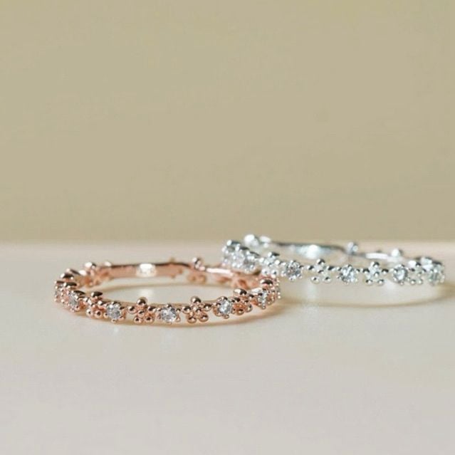 [ancafe.shop]Nhẫn hoa bạc nữ thanh lịch,mảnh mai