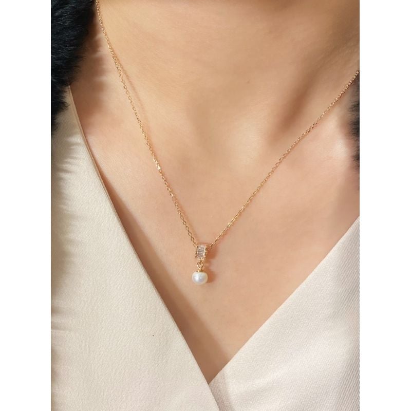 [ancafe.shop]Dây chuyền thanh lịch, ngọc trắng