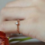 [ancafe.shop]Nhẫn bạc nữ,đá xanh,sóng,ngón út