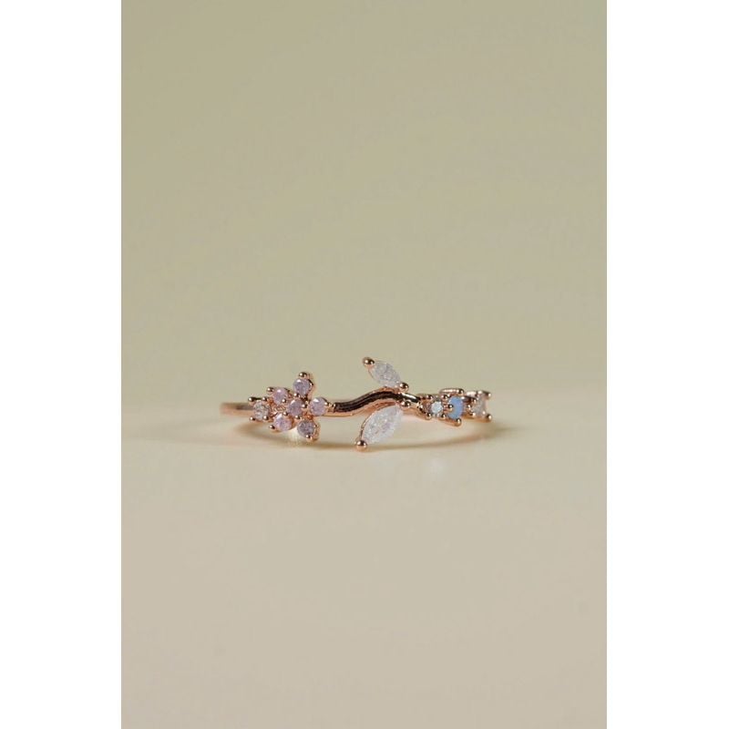 [ancafe.shop]Nhẫn nữ hoa lá đá màu,thanh lịch