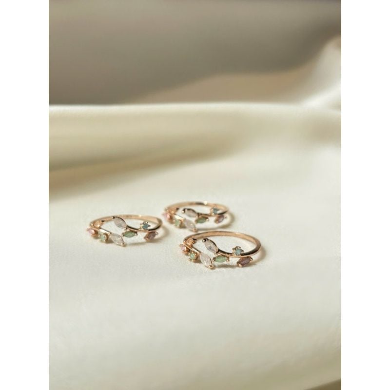 [ancafe.shop]Nhẫn hở nữ freesize lá may mắn nhiều màu sắc