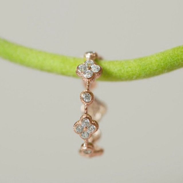 [ancafe.shop]Nhẫn bạc nữ hoa xen kẽ thanh lịch,đáng yêu