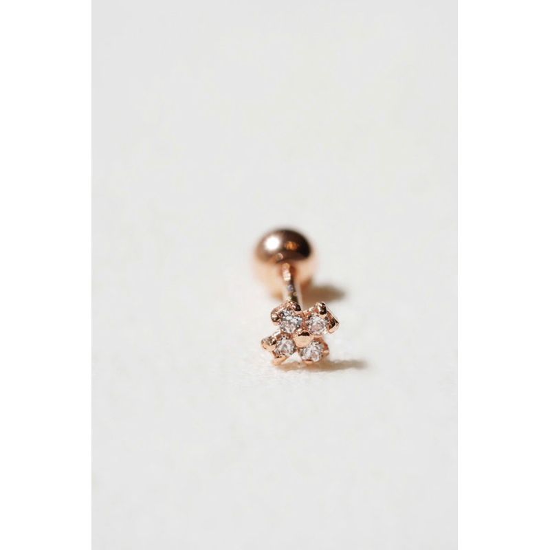 [ancafe.shop]1 chiếc hoa tai vàng 14k,hoa 4 lá đá moissanite