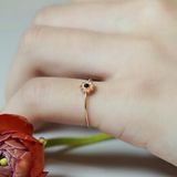 [ancafe.shop]Nhẫn bạc nữ,nụ hoa đen,hoa nhẹ nhàng,ngón út