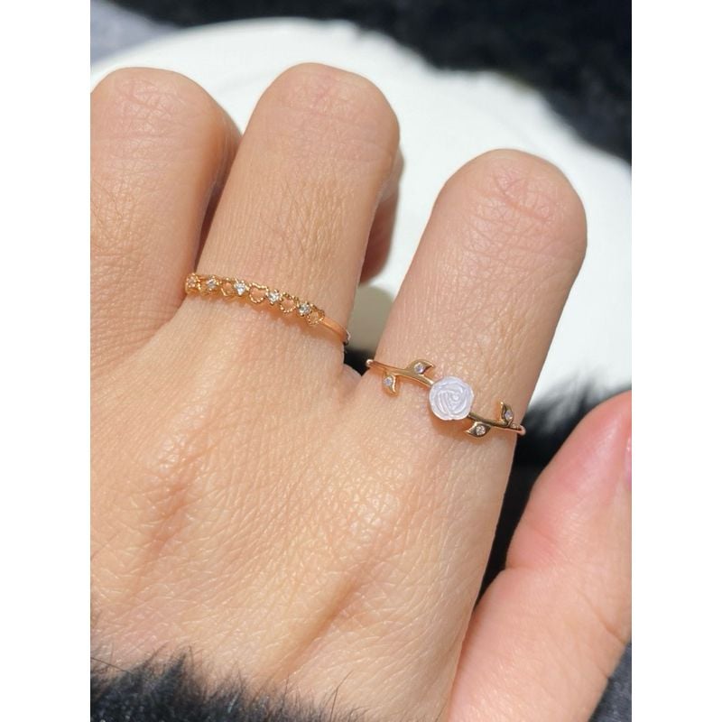 [ancafe.shop]Nhẫn ngón trỏ hoa hồng, ngón giữa tim