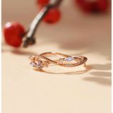 [ancafe.shop]Nhẫn nữ sóng line hoa xanh và bi dễ thương,đáng yêu