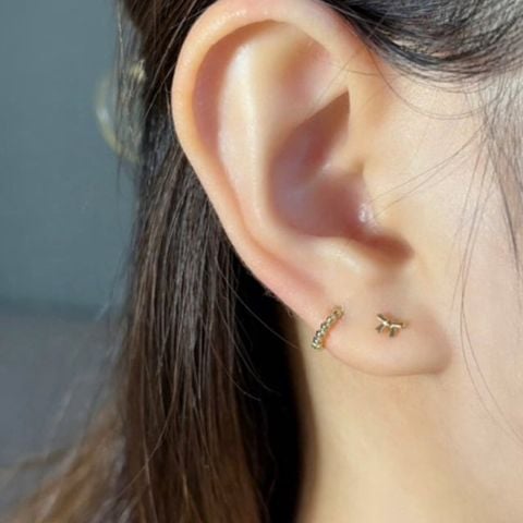  [ancafe.shop]Đôi hoa tai vàng 14k chuỗi hạt bi 
