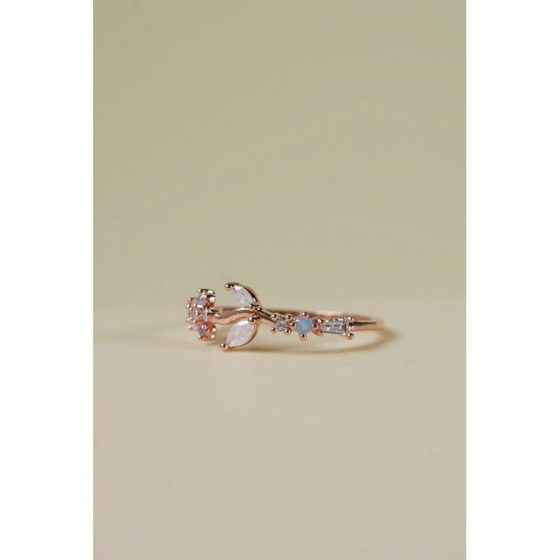 [ancafe.shop]Nhẫn nữ hoa lá đá màu,thanh lịch