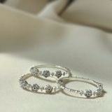 [ancafe.shop]Nhẫn bạc nữ 3 hoa xanh đáng yêu,xinh xắn