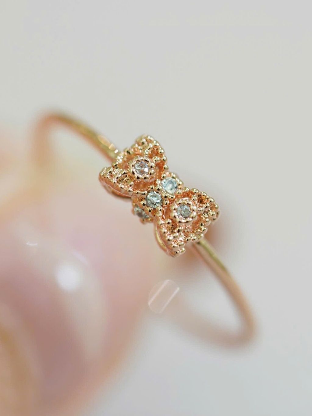 [ancafe.shop]Nhẫn bạc nữ nơ đáng yêu,thanh lịch