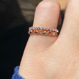 [ancafe.shop]Nhẫn bạc nữ,ngón út,tim đặc xen kẽ rỗng