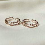 [Ancafe.shop]Nhẫn hai line trơn,hoa đá màu thanh lịch