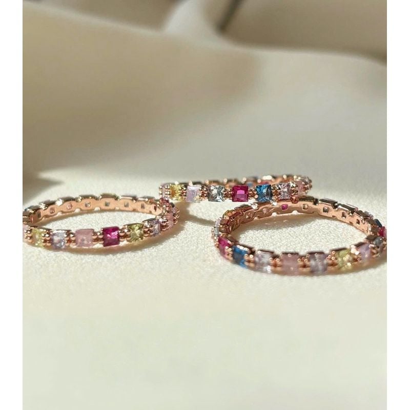 [ancafe.shop]Nhẫn bạc nữ đá màu rực rỡ,xinh xẻo