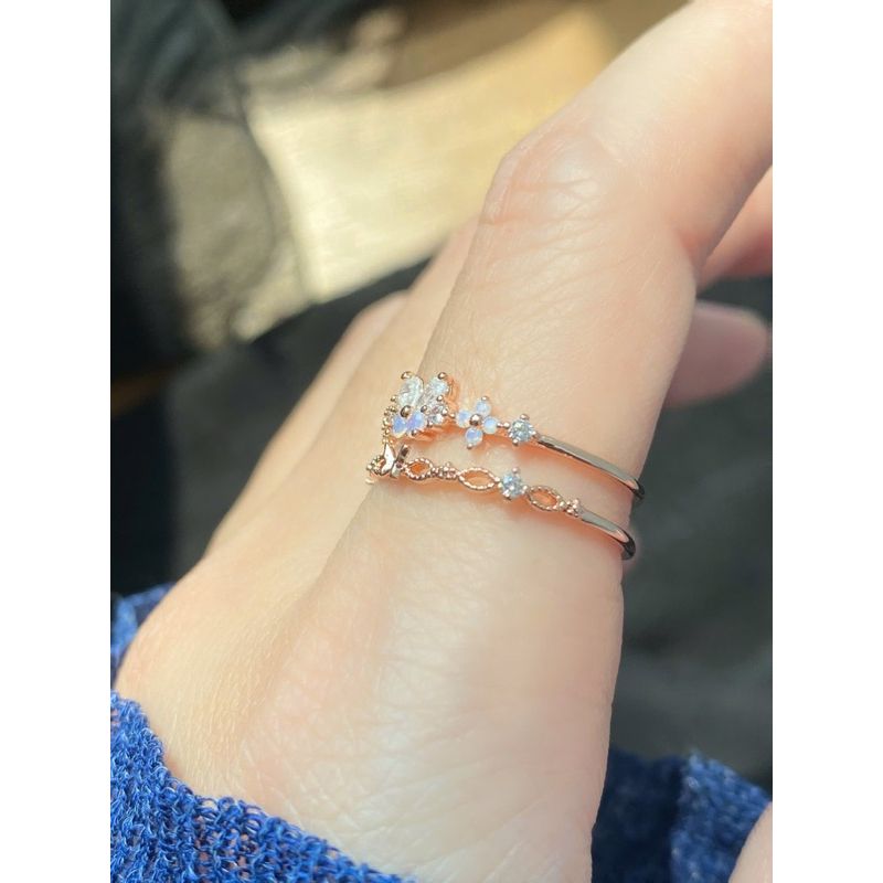 [ancafe.shop]Nhẫn bướm nữ hai line dễ thương,trang nhã