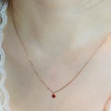 [ancafe.shop]Dây chuyền vàng 14k mặt hoa 4 lá đỏ may mắn