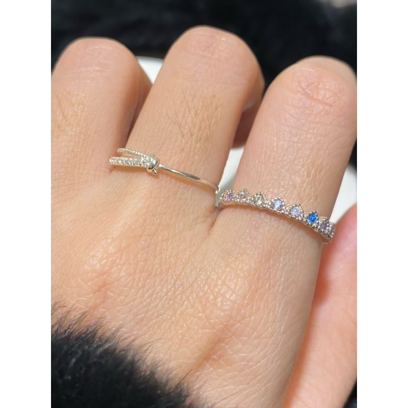 [ancafe.shop]Nhẫn ngón trỏ đá màu thanh lịch, hàn quốc, đá cz, ngón giữa thắt nút