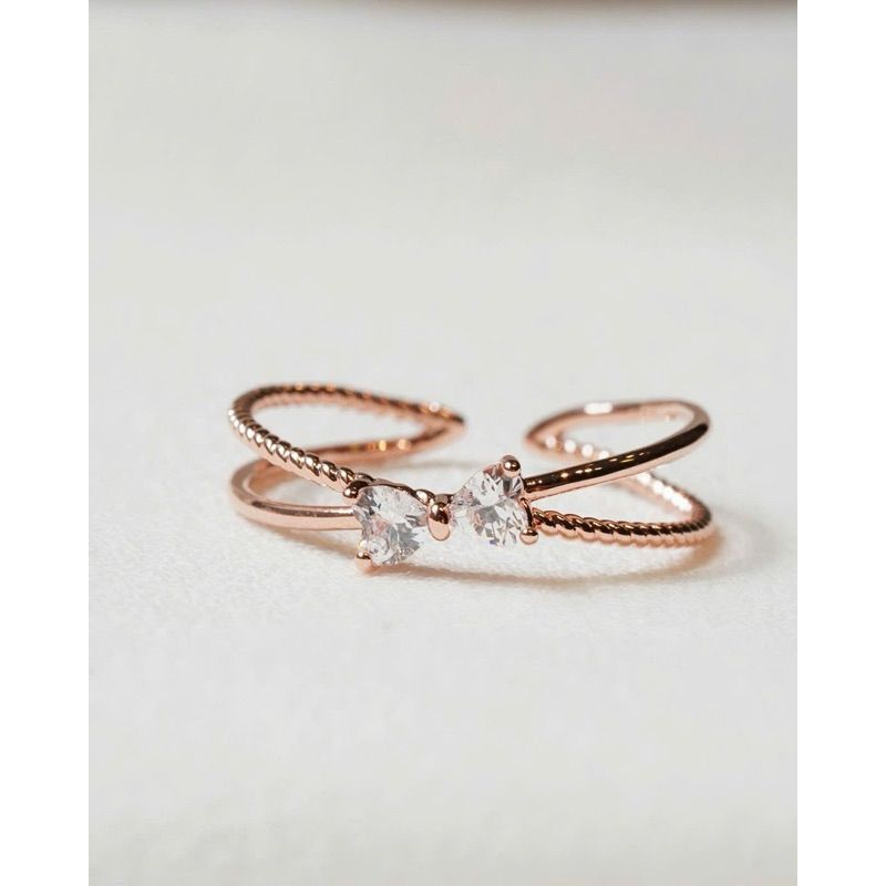 [ancafe.shop]Nhẫn nơ thời trang  bạc mạ hồng freesize thanh lịch