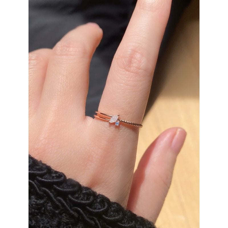 [ancafe.shop]Nhẫn 1 line móc 2 line đá màu