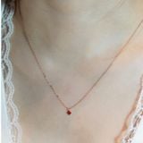 [ancafe.shop]Dây chuyền vàng 14k mặt hoa 4 lá đỏ may mắn