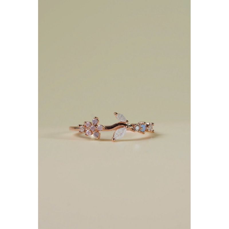 [ancafe.shop]Nhẫn nữ hoa lá đá màu,thanh lịch