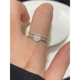 [ancafe.shop] Nhẫn, tim, đính đá, hai line xinh, bạc, nữ