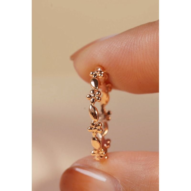 [ancafe.shop]Nhẫn bạc nữ hoa xen kẽ,thanh lịch