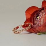 [ancafe.shop]Nhẫn bạc nữ,ngón út,tim đặc xen kẽ rỗng