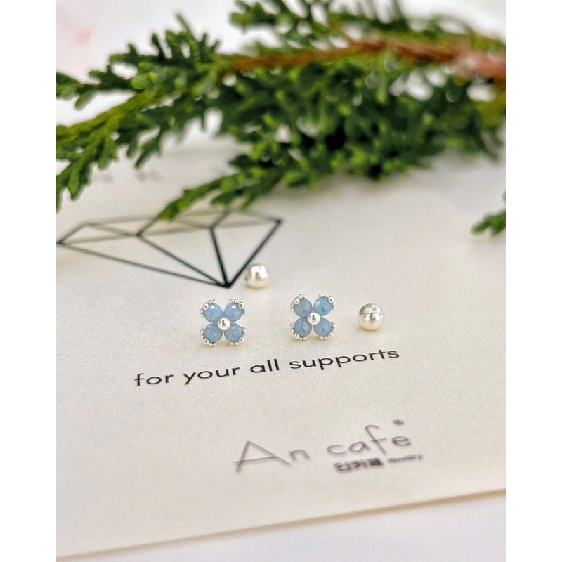 [ancafe.shop]Bông tai bạc nữ hoa xanh