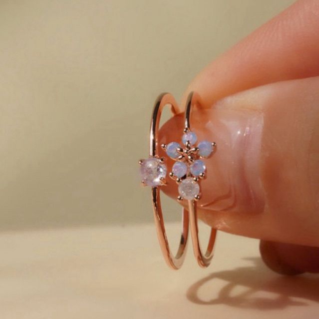 [ancafe.shop] Nhẫn nữ hoa đính đá,hở,freesize dễ phối