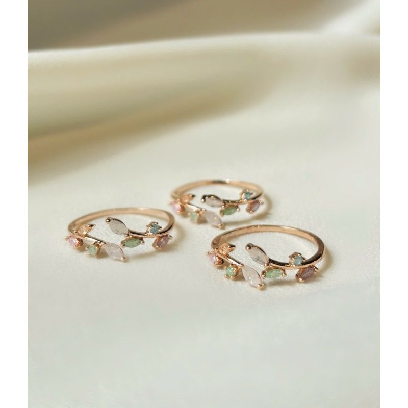 [ancafe.shop]Nhẫn hở nữ freesize lá may mắn nhiều màu sắc