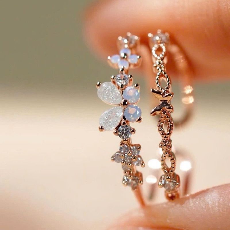 [ancafe.shop]Nhẫn bướm nữ hai line dễ thương,trang nhã