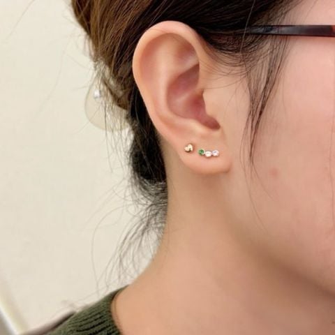  [ancafe.shop]1 chiếc hoa tai vàng 14k 3 tròn thanh lịch,tinh tế 