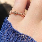 [ancafe.shop]Nhẫn bạc nữ,hoa hồng xen kẽ hoa trắng,ngón út