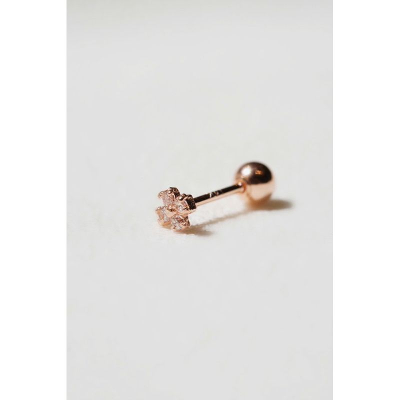 [ancafe.shop]1 chiếc hoa tai vàng 14k,hoa 4 lá đá moissanite