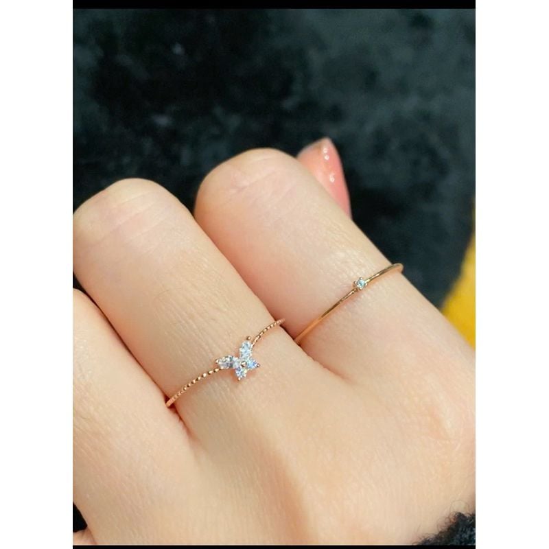 [ancafe.shop]Nhẫn thời trang bướm bạc mạ nữ đáng yêu,mảnh mai