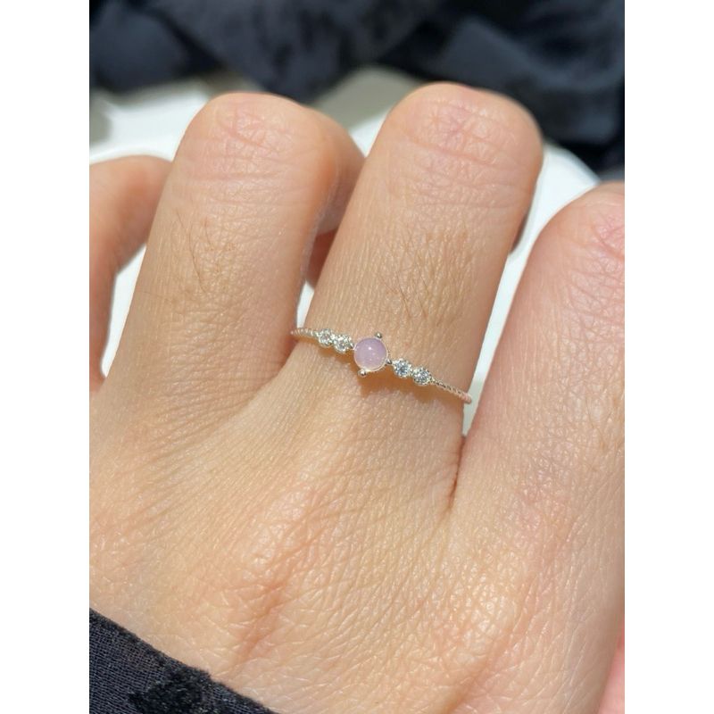 [ancafe.shop] Nhẫn thời trang,bạc mạ hồng, đính đá, xinh xắn, hồng