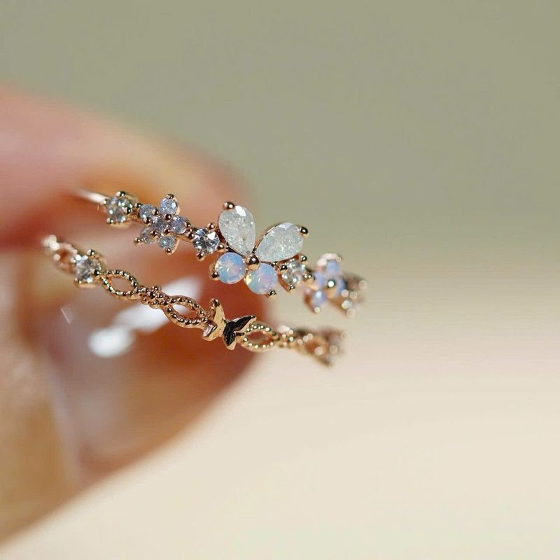 [ancafe.shop]Nhẫn bướm nữ hai line dễ thương,trang nhã