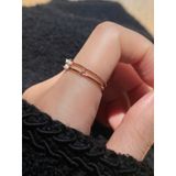 [ancafe.shop]Nhẫn bạc nữ hai line hoa 3 cánh đáng yêu