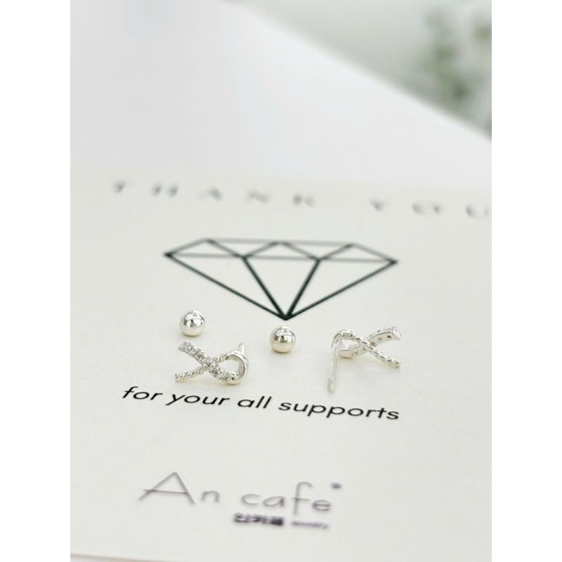 [ancafe.shop]Đôi bông tai nữ bạc chữ X