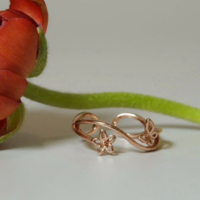 [ancafe.shop]Nhẫn bạc nữ,bướm lượn sóng,freesize ngón út