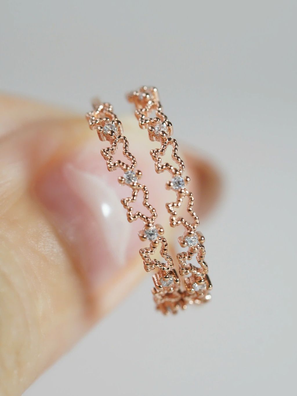 [ancafe.shop]Nhẫn bạc nữ,bướm đính đá xen kẽ nhau,mảnh mai