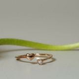 [ancafe.shop]Nhẫn bạc nữ,hở,tim đính đá,ngón út