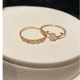 [ancafe.shop]Nhẫn ngón trỏ hoa hồng, ngón giữa tim