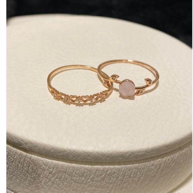 [ancafe.shop]Nhẫn ngón trỏ hoa hồng, ngón giữa tim