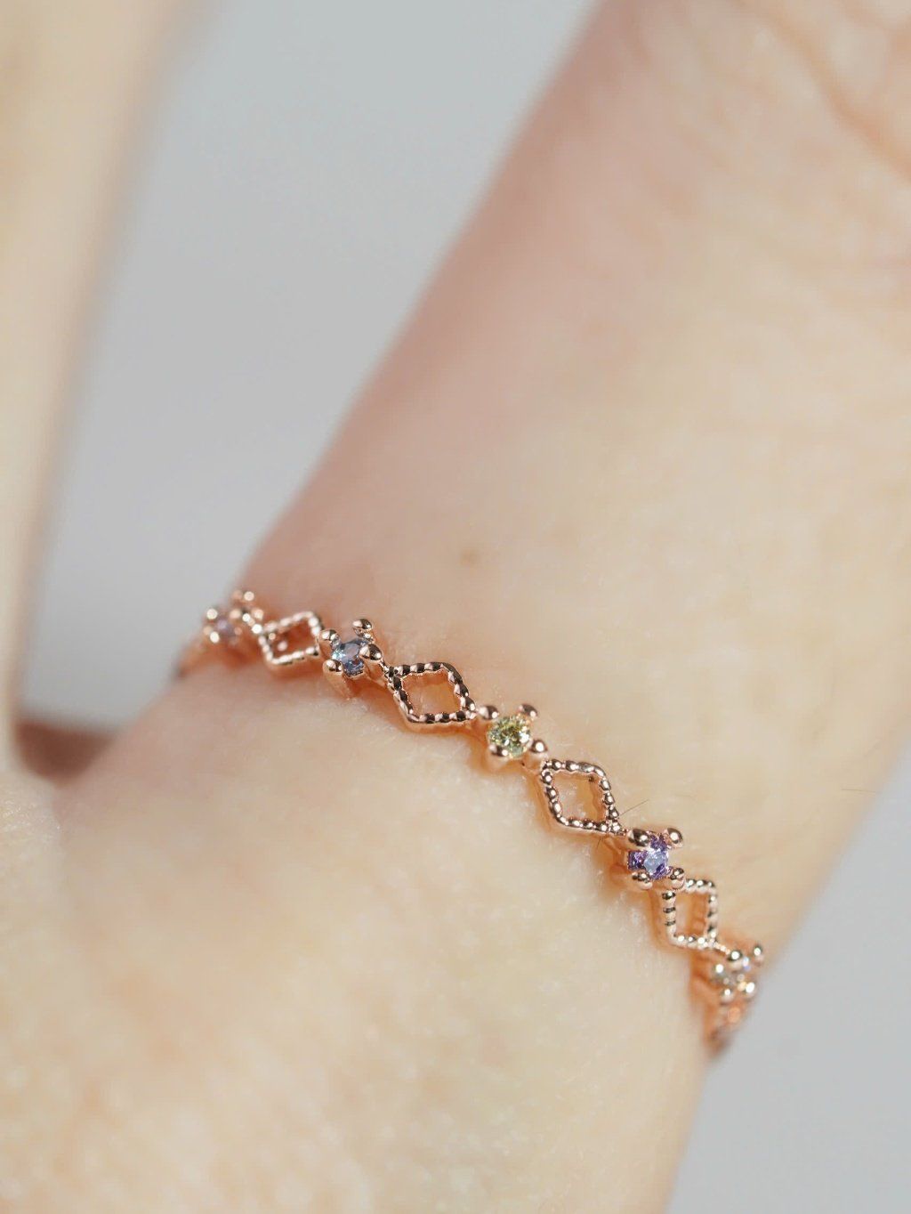 [ancafe.shop]Nhẫn hình thoi,đính nhiều màu,xen kẽ nhau