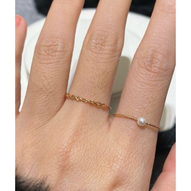 [ancafe.shop]Nhẫn ngón giữa xoắn, trỏ hạt trắng